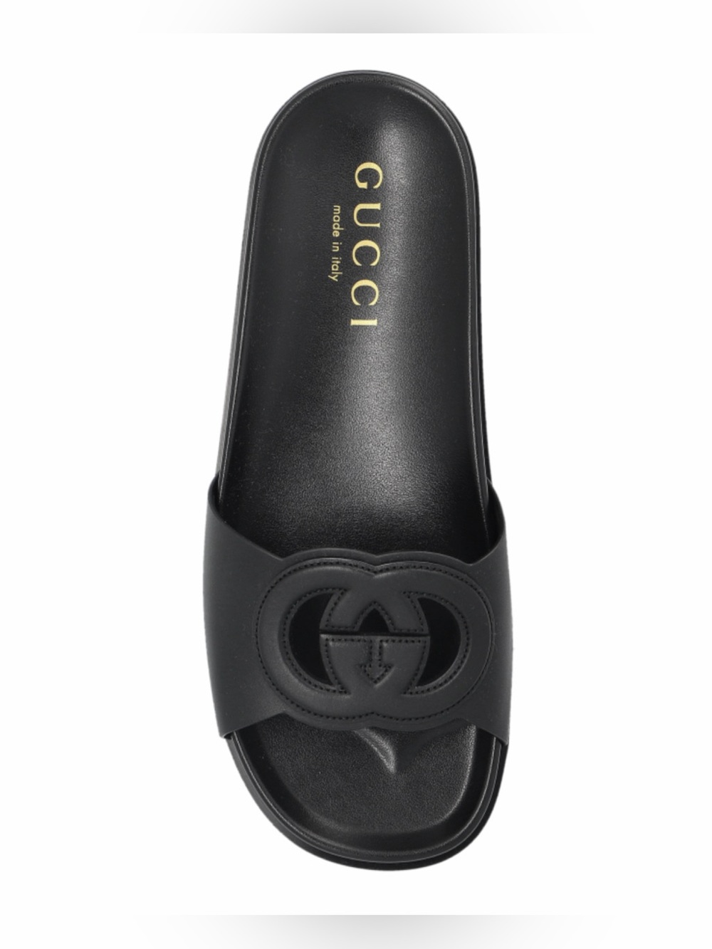 GUCCI GG logo cutout leather slides sandals